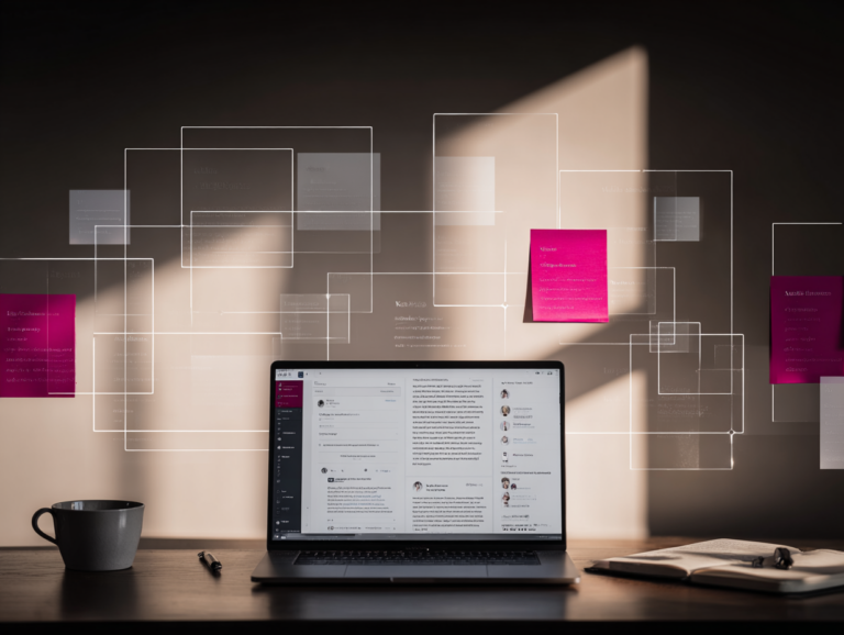 Visual concept of AI trust signals forming credibility links between social media content, human authors, and AI systems.
